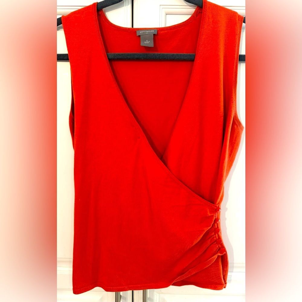 Anne Taylor Orange Wrap Tank Top S